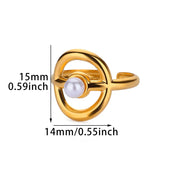gold-tone imitation pearl ring, view 3 - MRSLM