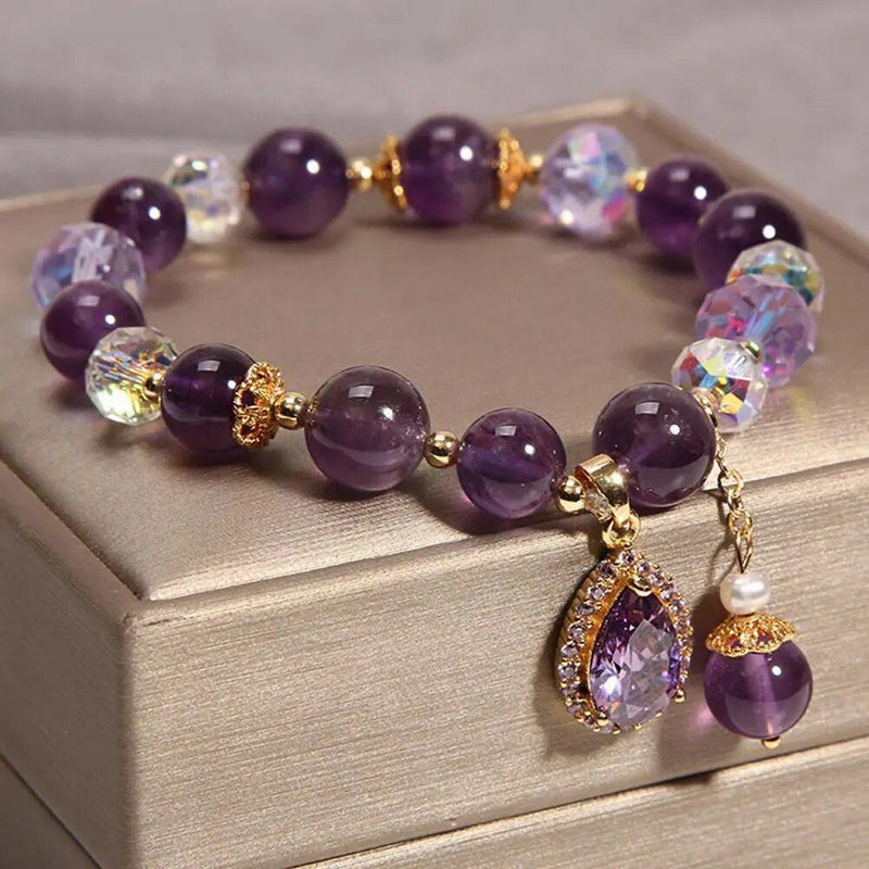 Natural amethyst water drop pendant bracelet, view 3 - MRSLM