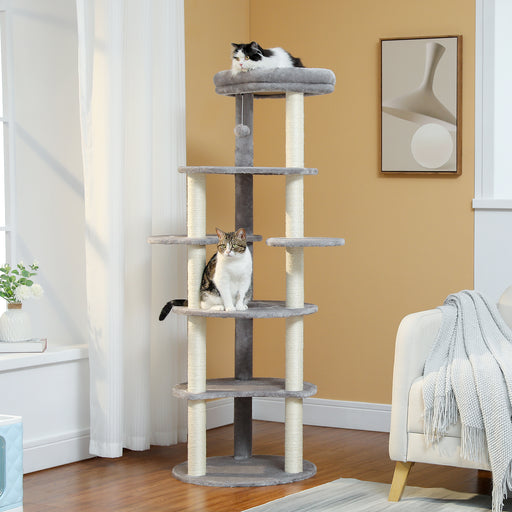 modern 6-level cat tree, view 3 - MRSLM