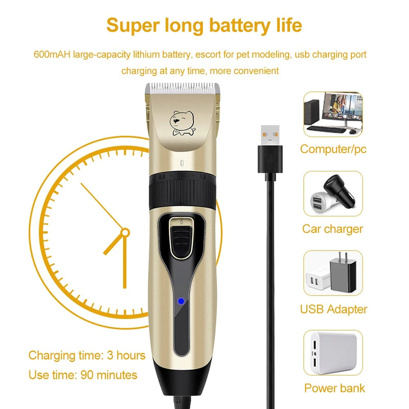 USB rechargeable pet hair grooming clipper, view 5 - MRSLM