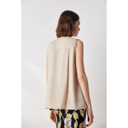 sleeveless v-neck silk blouse, view 22 - MRSLM