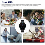 men's black stainless steel quartz watch, view 5 - MRSLM