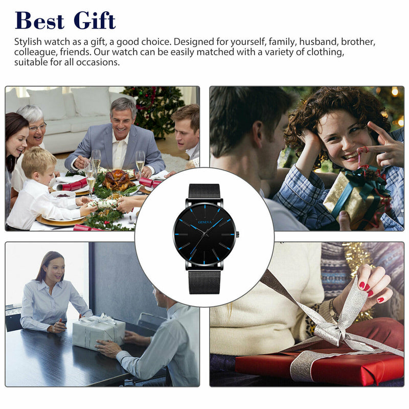 men's black stainless steel quartz watch, view 5 - MRSLM
