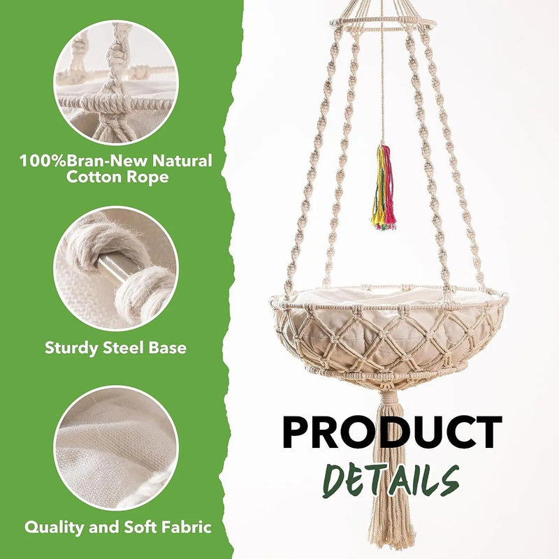 bohemian cotton rope cat hammock, view 5 - MRSLM