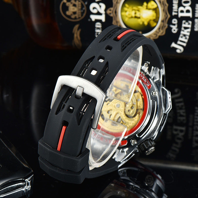 men's hollow silicone watch, view 4 - MRSLM