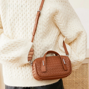 woven leather crossbody pillow bag, view 4 - MRSLM