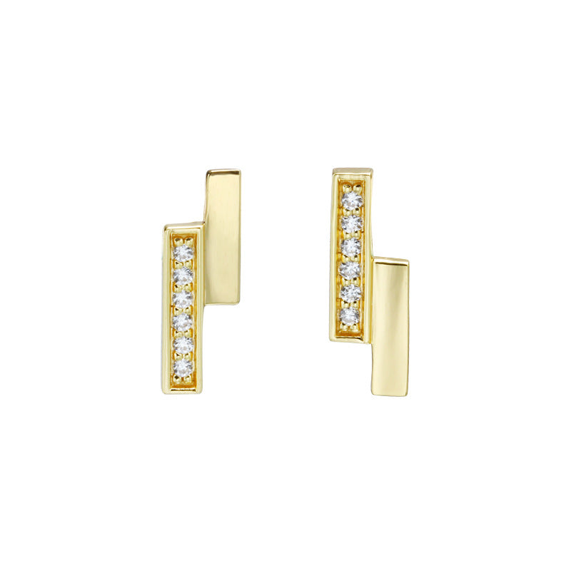 geometric square zircon ear studs, view 3 - MRSLM