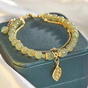green gold leaf bracelet, view 3 - MRSLM