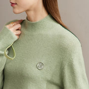 mock neck embroidery knitted pullover sweater, view 4 - MRSLM