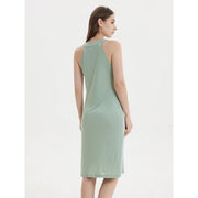 silk blend halterneck midi dress, view 27 - MRSLM