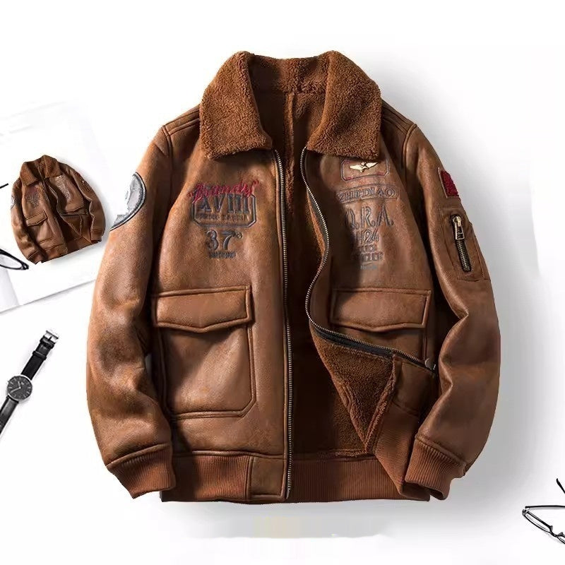 Men's thickened suede fabric jacket, view 5 - MRSLM
