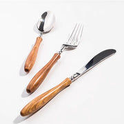 rosewood handle stainless steel flatware set, view 7 - MRSLM
