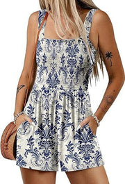 Flower print shorts jumpsuit sleeveless, view 7 - MRSLM