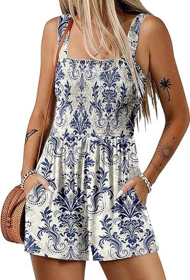 Flower print shorts jumpsuit sleeveless, view 7 - MRSLM