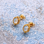 sky blue topaz stud earrings, view 5 - MRSLM