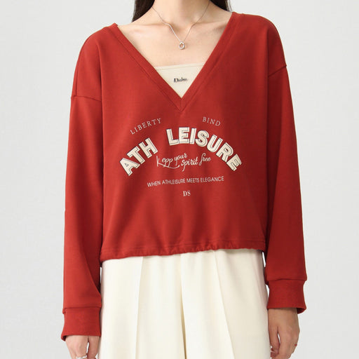 women's v-neck patchwork casual sweatshirt - MRSLM