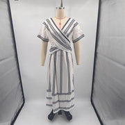 v-neck pleated maxi dress, view 3 - MRSLM