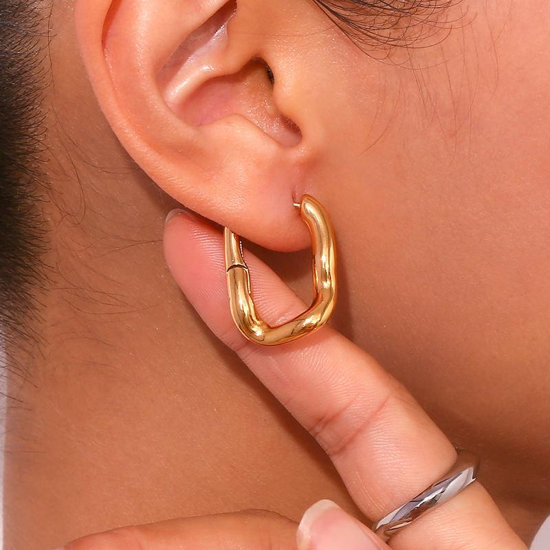 u-shaped gold plated hoop earrings - MRSLM