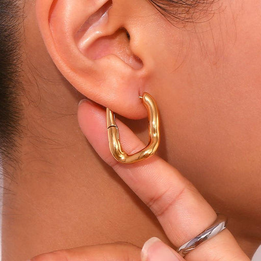 u-shaped gold plated hoop earrings - MRSLM