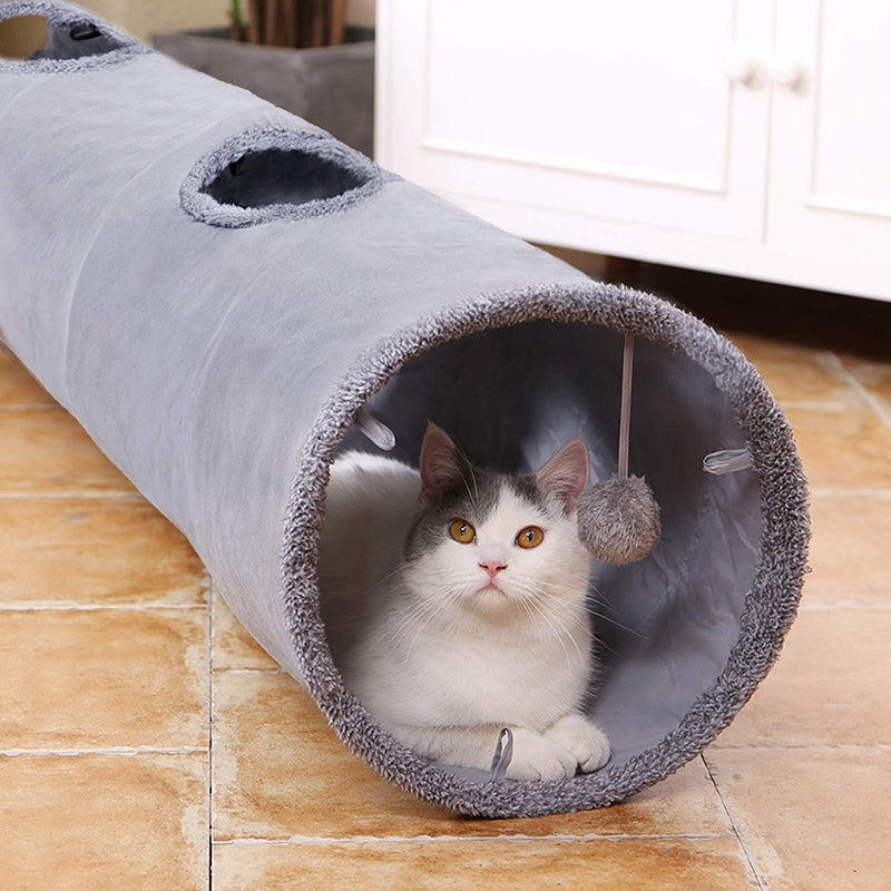 collapsible cat tunnel with crinkle suede, view 4 - MRSLM