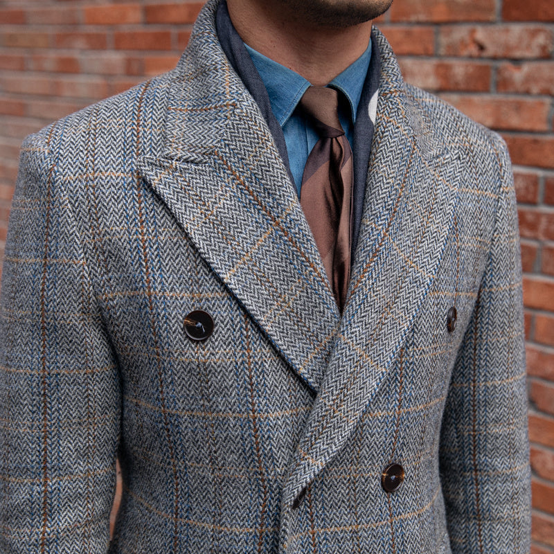 retro wool blend plaid polo coat, view 5 - MRSLM