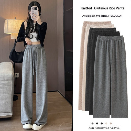 Women's high-waist knit wide-leg pants - MRSLM