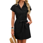 women's lace-up waist dress, view 3 - MRSLM