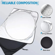 compact silver-coated car sunshade, view 6 - MRSLM