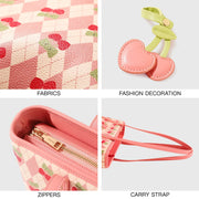 cherry print PVC tote bag, view 5 - MRSLM