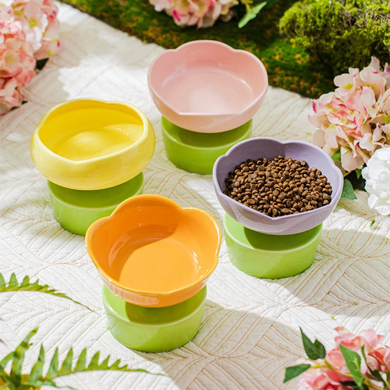 flower-shaped ceramic cat bowl - MRSLM