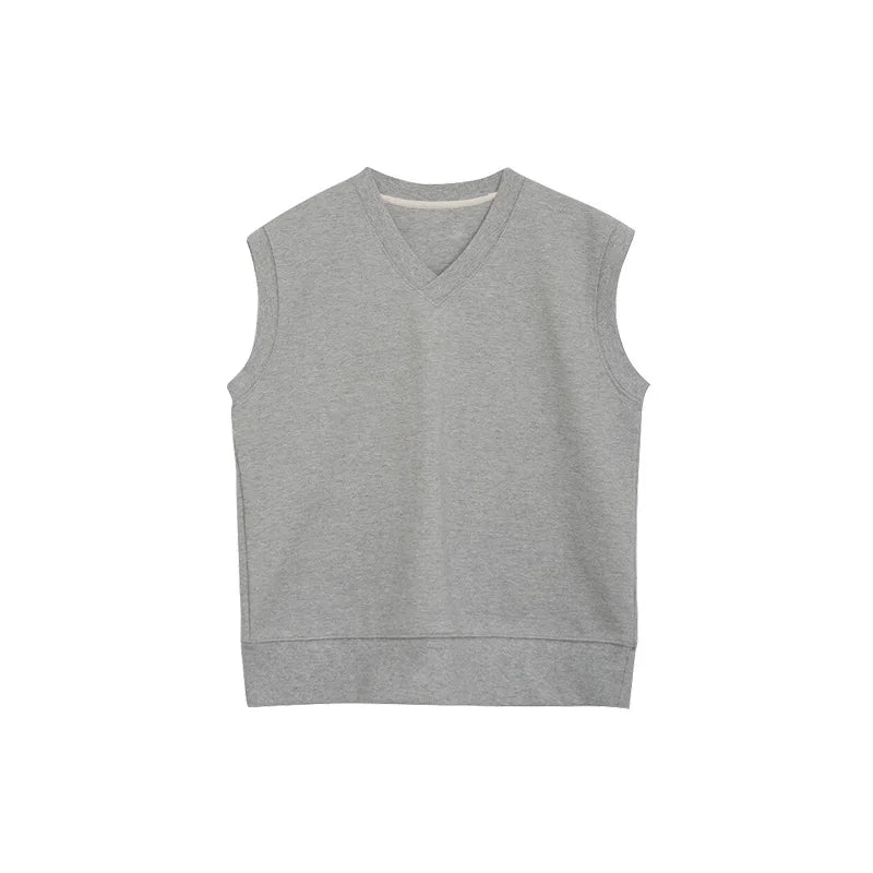loose V-neck sleeveless knit pullover, view 3 - MRSLM