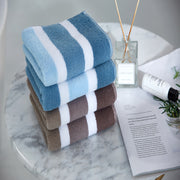 cotton striped bath and face towel, view 4 - MRSLM