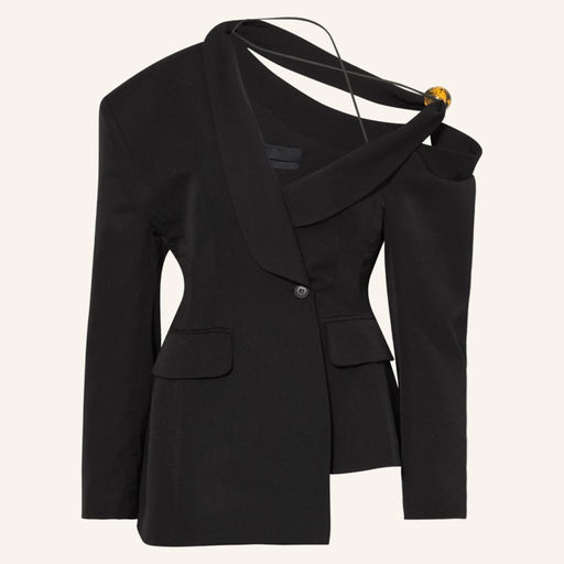 oblique shoulder women's blazer, view 2 - MRSLM