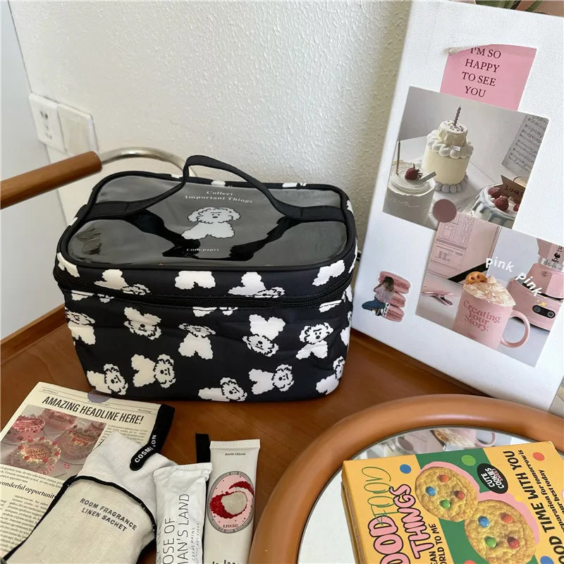 dog print makeup bag, view 2 - MRSLM