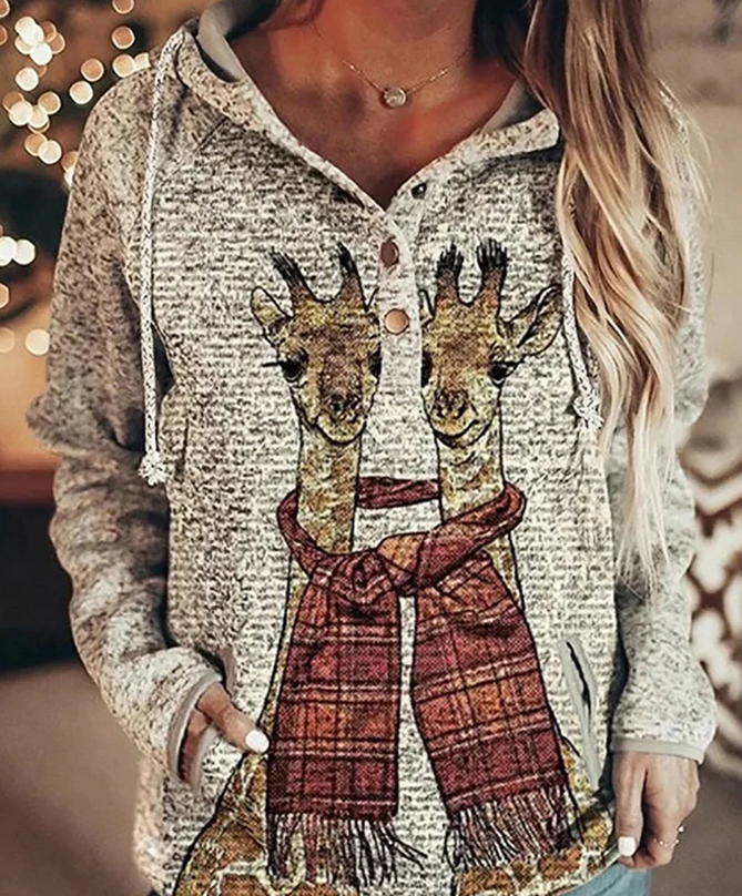 women's animal wolf print hoodie, view 10 - MRSLM