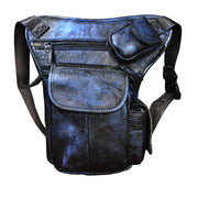 Men's oil waxed leather leg waist bag, view 9 - MRSLM