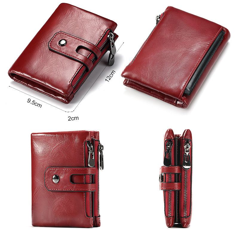women's genuine leather rfid bifold wallet, view 6 - MRSLM