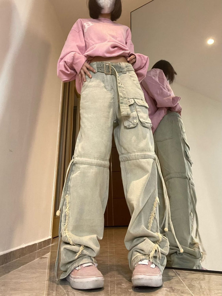 Large High-waisted Loose Work Jeans For Women