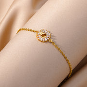 stainless steel sunflower charm bracelet, view 5 - MRSLM