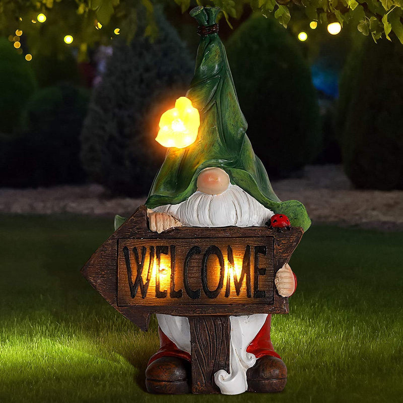 solar resin garden statue lamp, view 2 - MRSLM