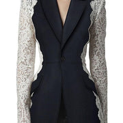 women's lace patchwork blazer, view 5 - MRSLM