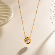 Stainless steel pearl pendant necklace, view 3 - MRSLM