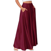 Women's satin A-line midi skirt with pockets, view 13 - MRSLM