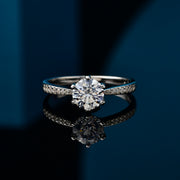 silver crown moissanite ring, view 2 - MRSLM