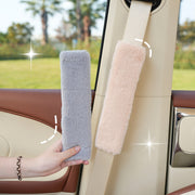 plush faux rabbit fur seat belt shoulder cover, view 7 - MRSLM