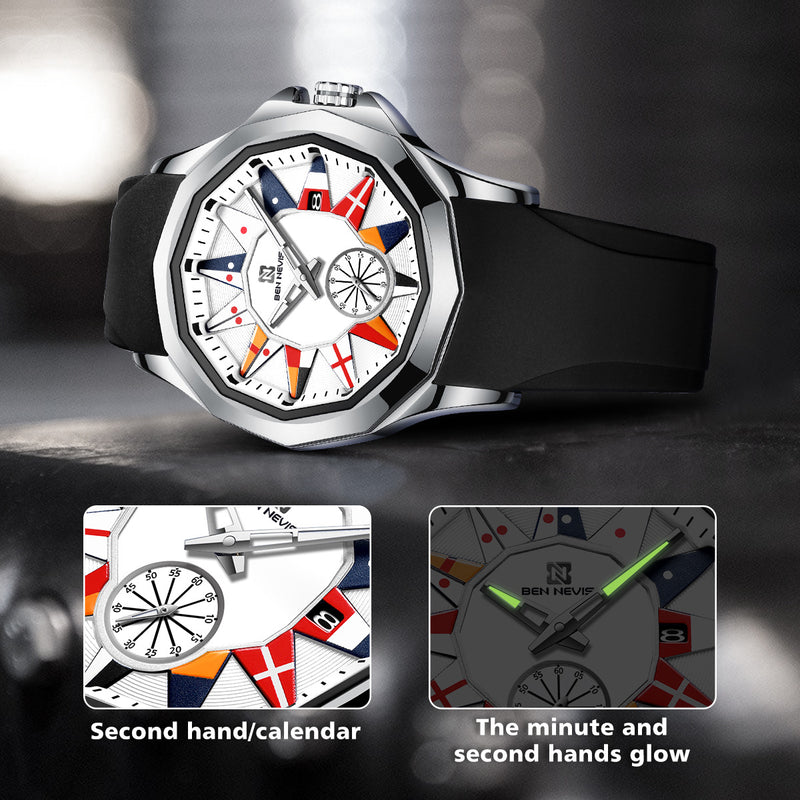 men's luminous quartz watch, view 3 - MRSLM