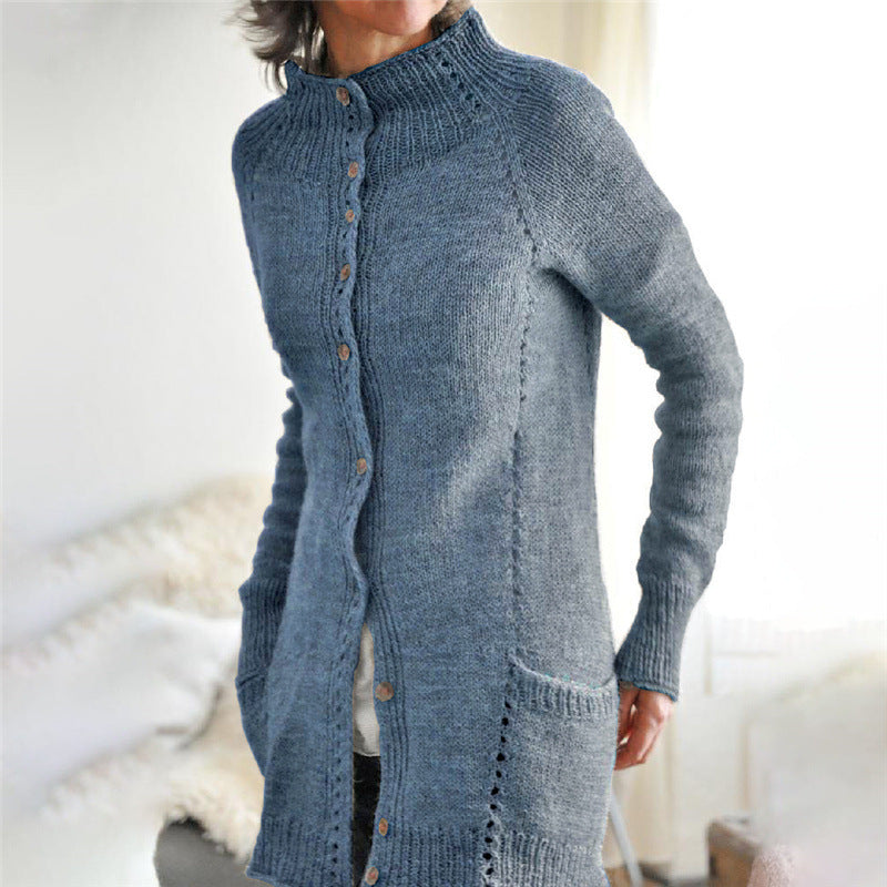 Women's long knit pocket cardigan, view 3 - MRSLM