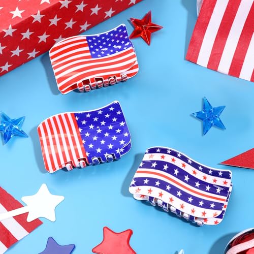american flag claw hair clips set, view 6 - MRSLM
