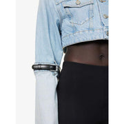 Short denim jacket with belt, view 6 - MRSLM