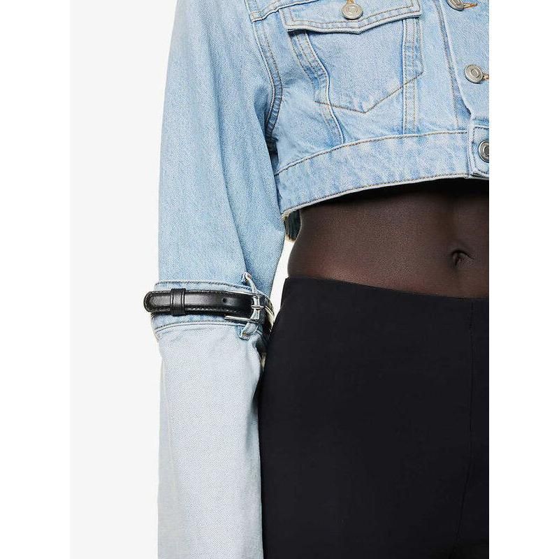 Short denim jacket with belt, view 6 - MRSLM
